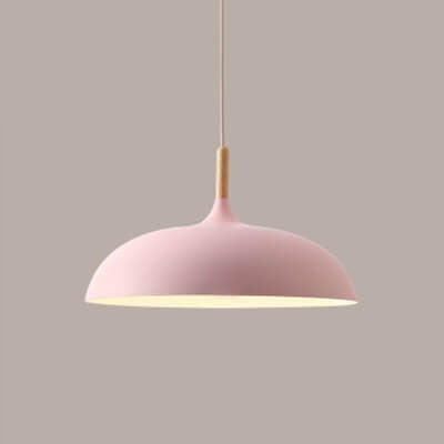 Floroux Modern Pendant Light | Wood-Metal Design | LED Lamp | Dome Style | Various Sizes and Colors