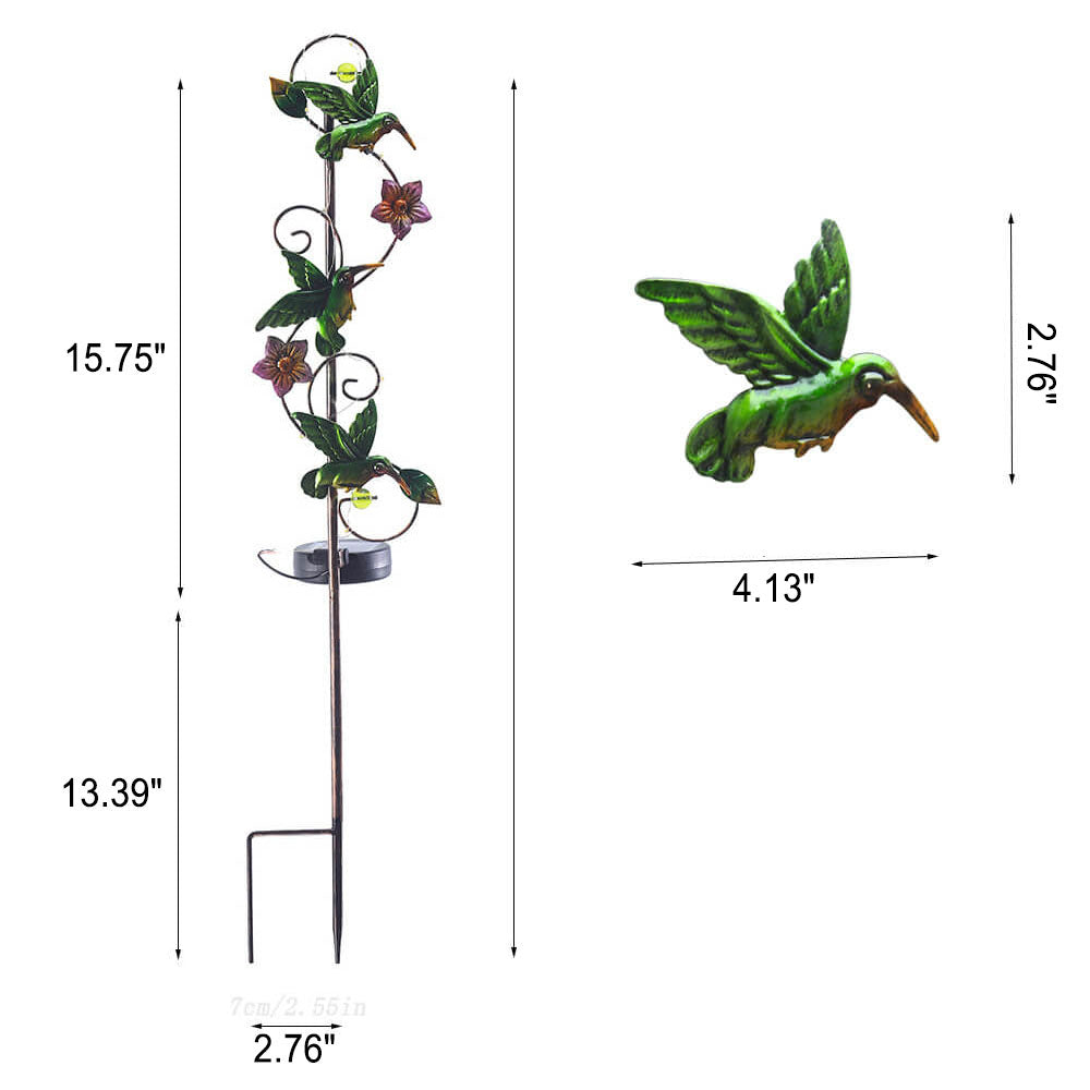 Floroux Solar Garden Lamp | Metal Design | Butterfly, Dragonfly, Hummingbird | Landscape Lighting