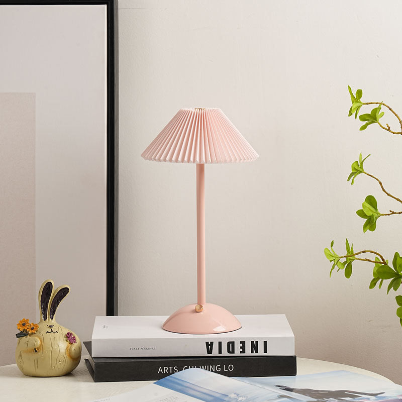 Floroux Skandi LED Table Lamp | Rechargeable | Pleated Fabric Shade | Wireless | Ambient Light | Nightstand Lamp