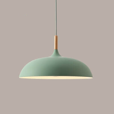 Floroux Modern Pendant Light | Wood-Metal Design | LED Lamp | Dome Style | Various Sizes and Colors