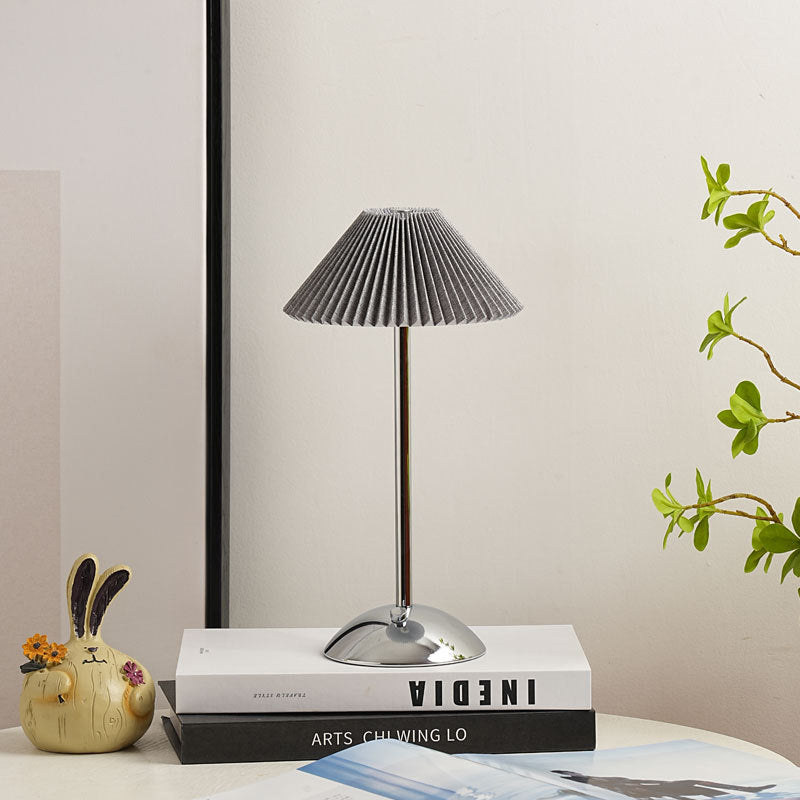 Floroux Skandi LED Table Lamp | Rechargeable | Pleated Fabric Shade | Wireless | Ambient Light | Nightstand Lamp