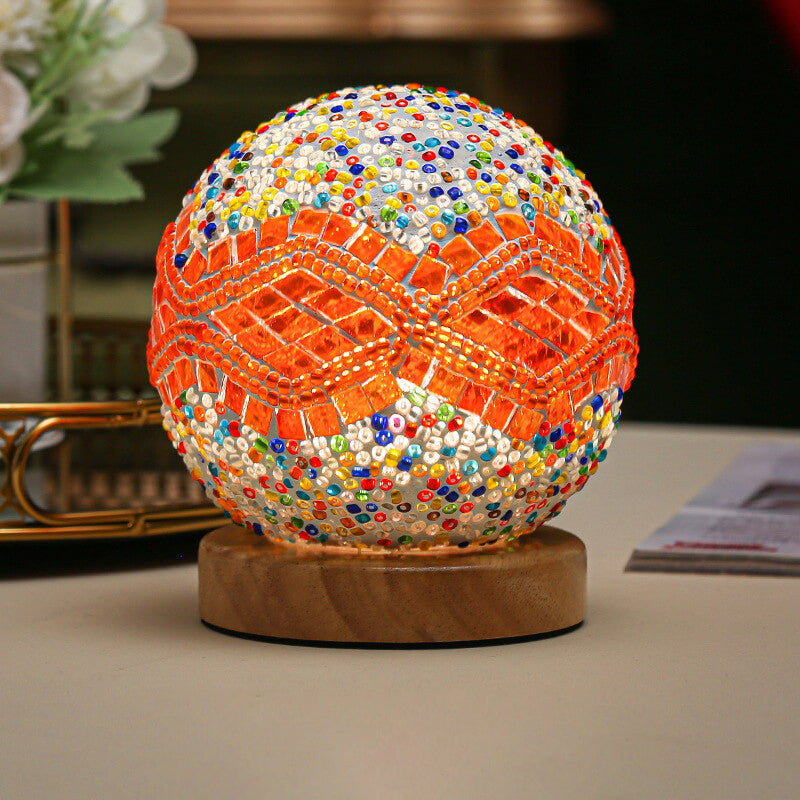 LumineuseBohème – Lampe de Table LED USB au Design en Verre Orbital – Éclairage Chaleureux