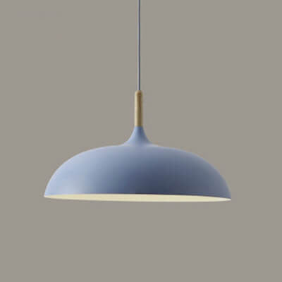 Floroux Modern Pendant Light | Wood-Metal Design | LED Lamp | Dome Style | Various Sizes and Colors
