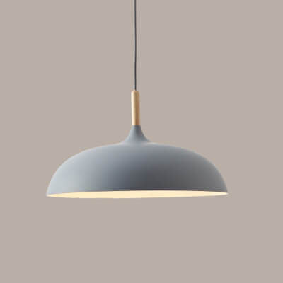 Floroux Modern Pendant Light | Wood-Metal Design | LED Lamp | Dome Style | Various Sizes and Colors