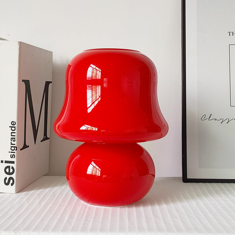 Floroux Lampe de Table en Verre | Design Français | Fait Main | Forme de Champignon | Décoration & Éclairage