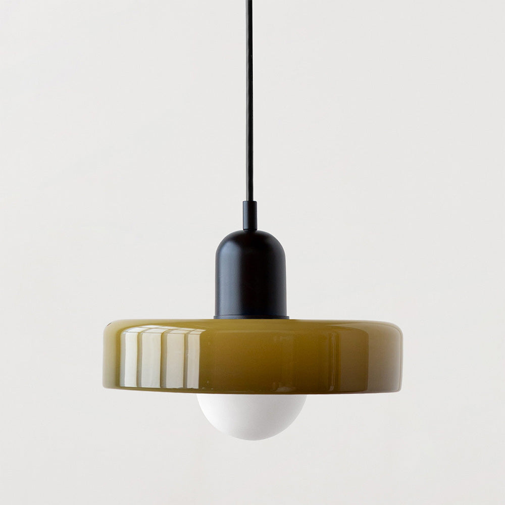 Suspension Floroux in colored glass | Elegant hanging lamp in Bauhaus style | Designer lamp for the living room and dining room