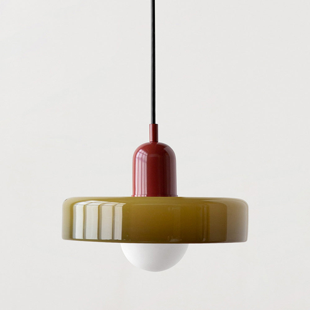 Suspension Floroux in colored glass | Elegant hanging lamp in Bauhaus style | Designer lamp for the living room and dining room