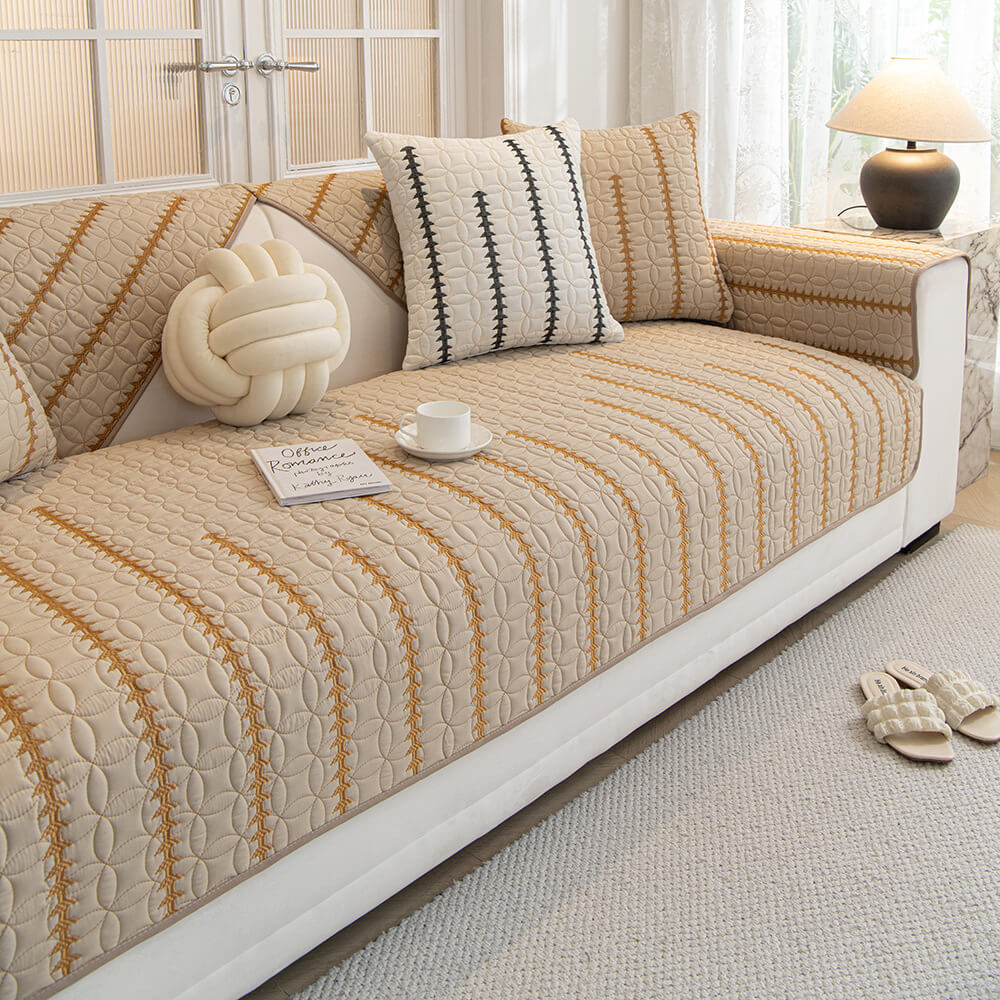 Texture française en coton lavé doux matelassé housse de canapé