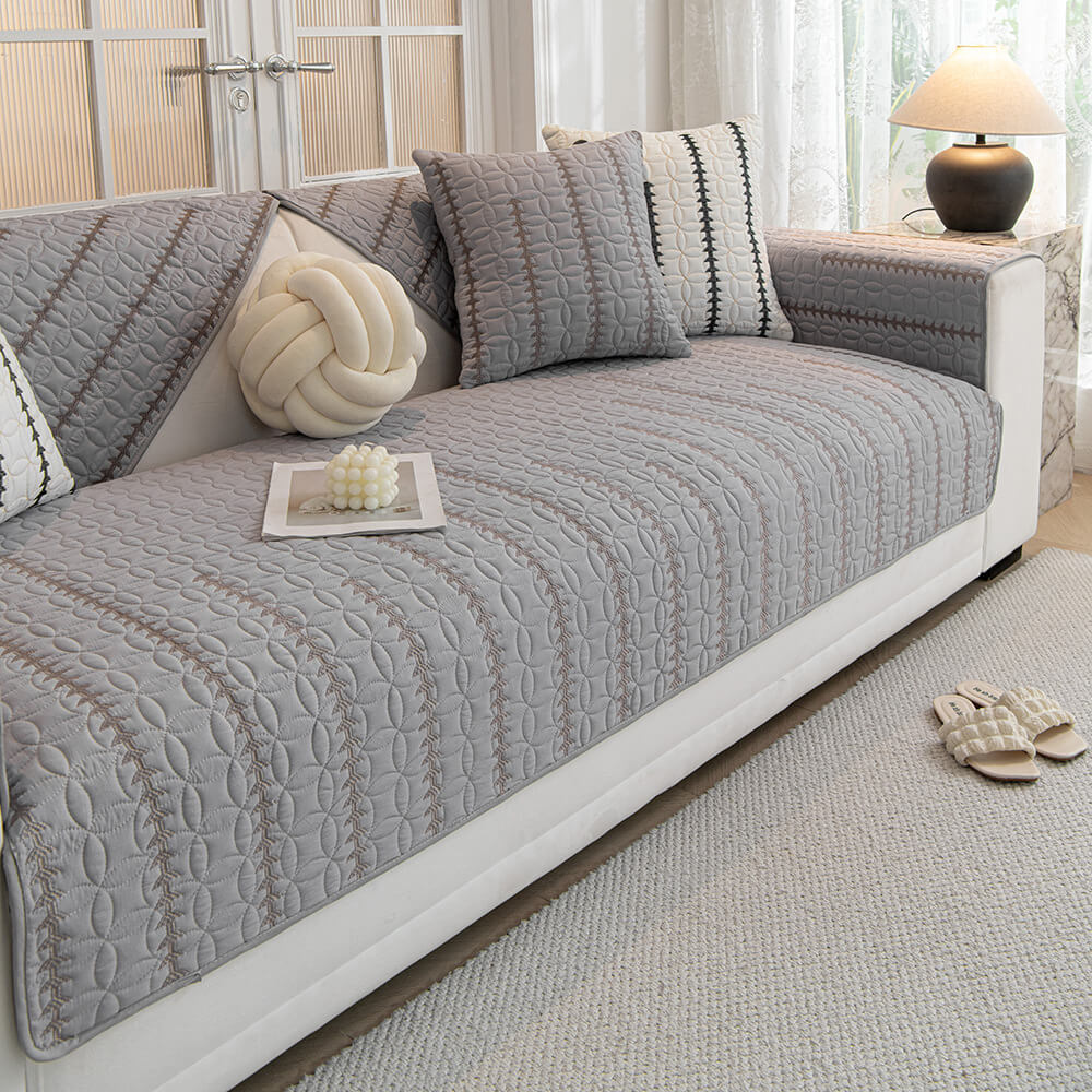 Texture française en coton lavé doux matelassé housse de canapé
