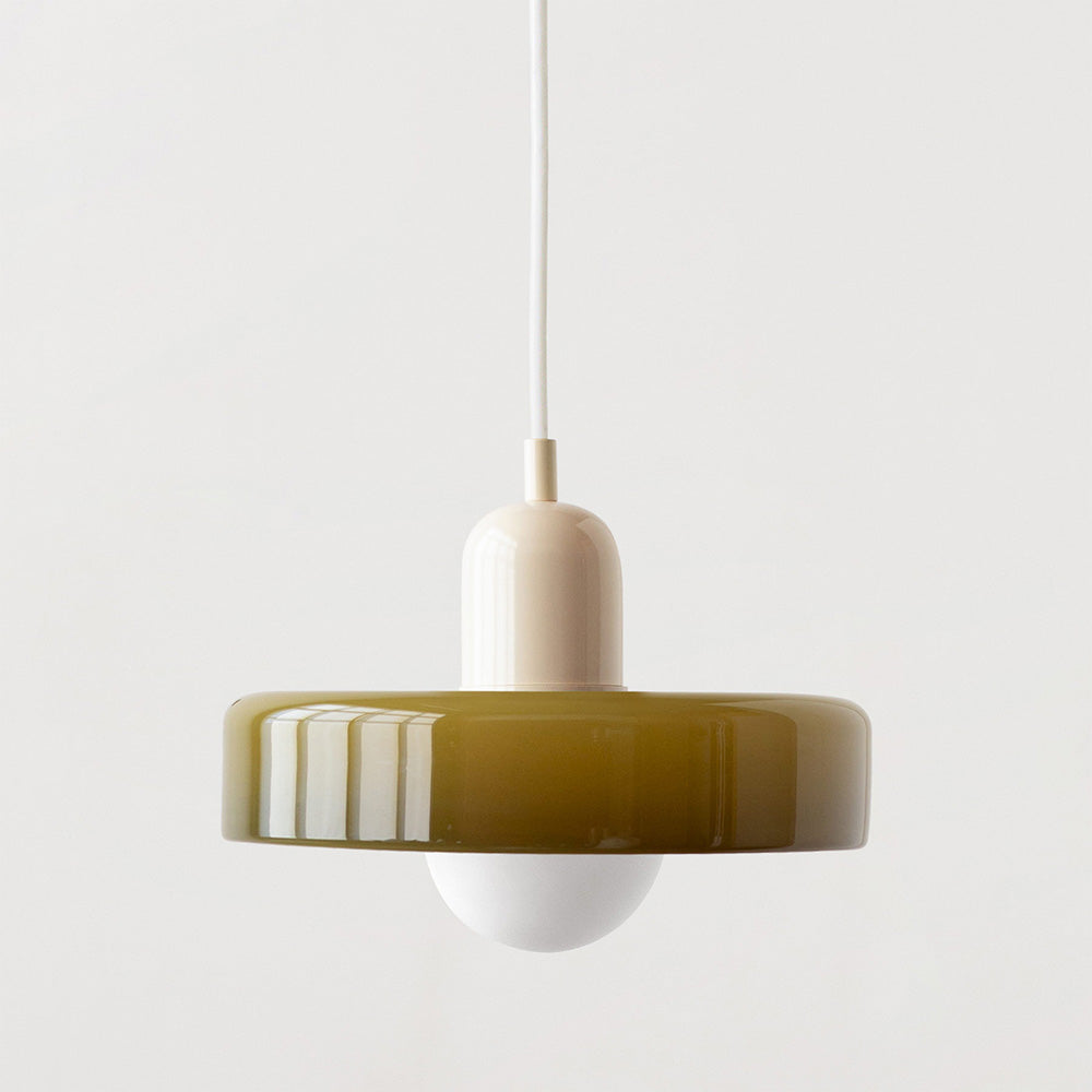 Suspension Floroux in colored glass | Elegant hanging lamp in Bauhaus style | Designer lamp for the living room and dining room