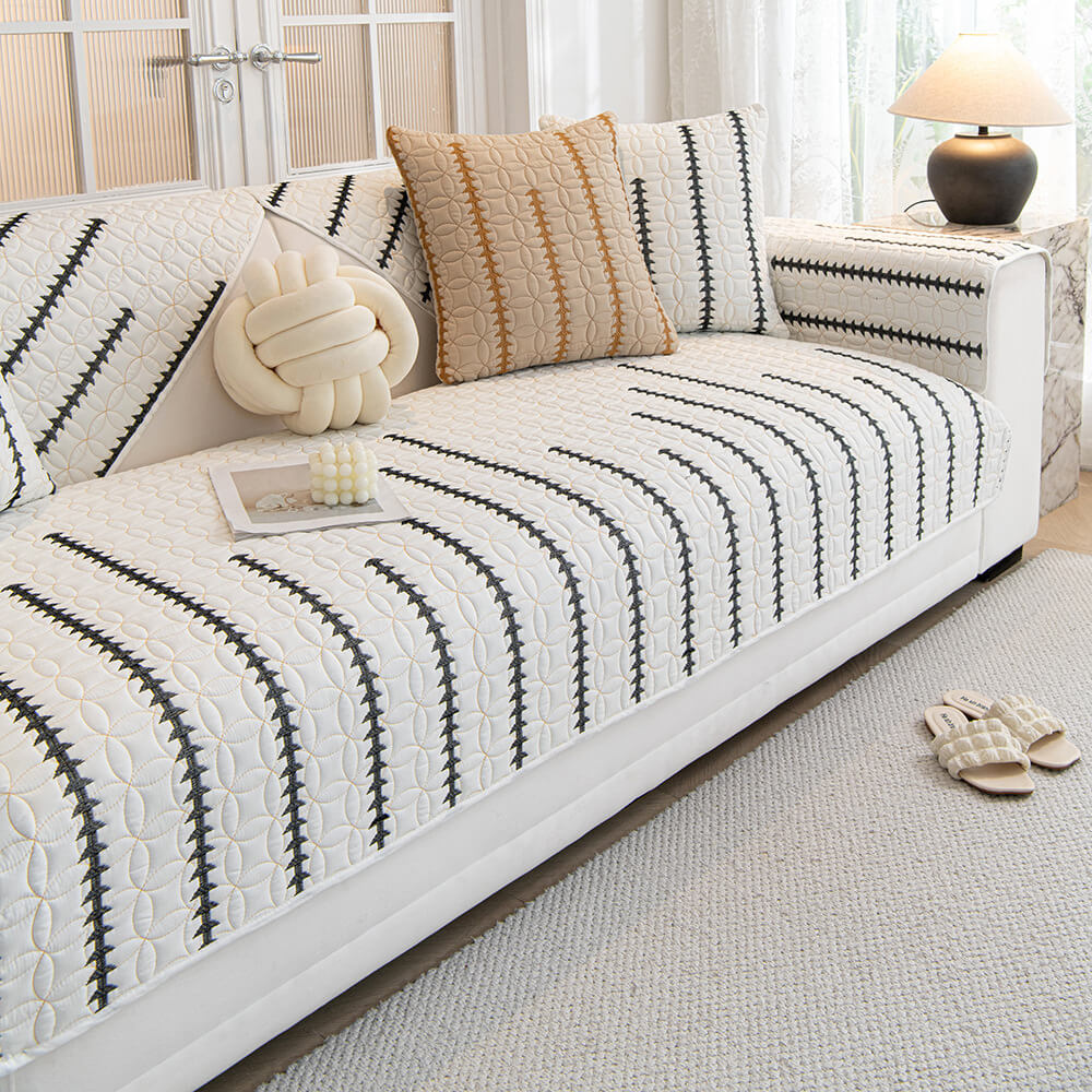 Texture française en coton lavé doux matelassé housse de canapé