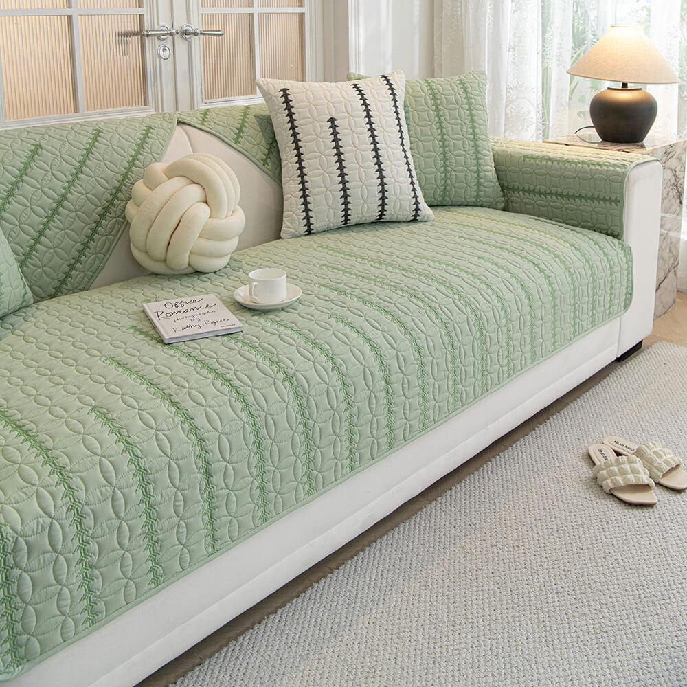Texture française en coton lavé doux matelassé housse de canapé