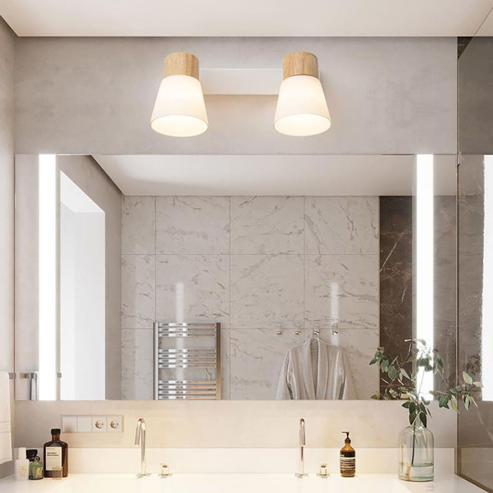 Applique murale LED nordique Ozawa Bois/Vitre Salon/Salle à manger Blanc
