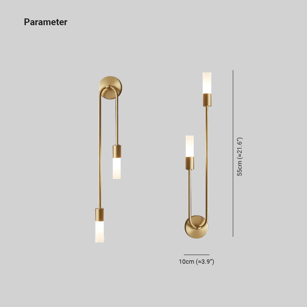 Lampe murale LED moderne Meza, 2 lumières, tige, or, salon