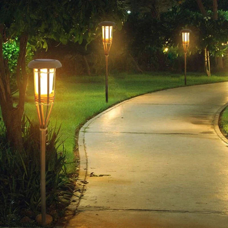 Floroux Torche Solaire Set de 5 | Lumières de jardin LED effet flamme | Fonctionnant à l'énergie solaire | Lumière décorative pour l'extérieur