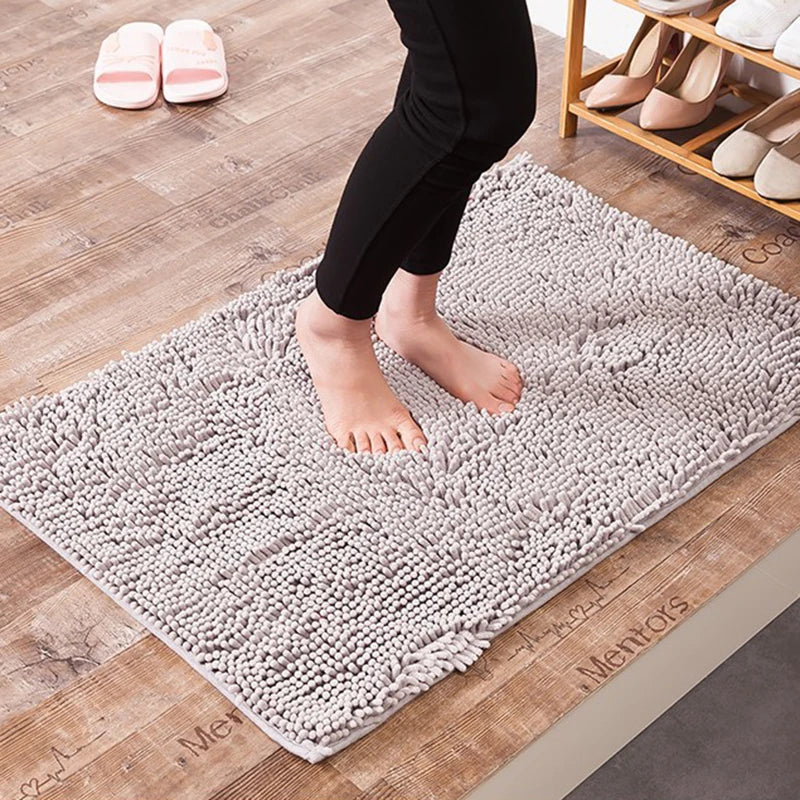 Tapis de bain en chenille de haute qualité, absorbant l'eau, antidérapant et lavable