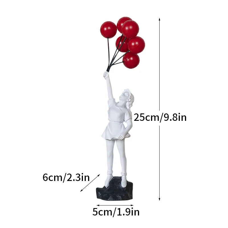 Floroux Banksy Sculpture Collection | Flower Thrower & Balloon Girl | Pop Art Figures | Modern Décor for Office and Home