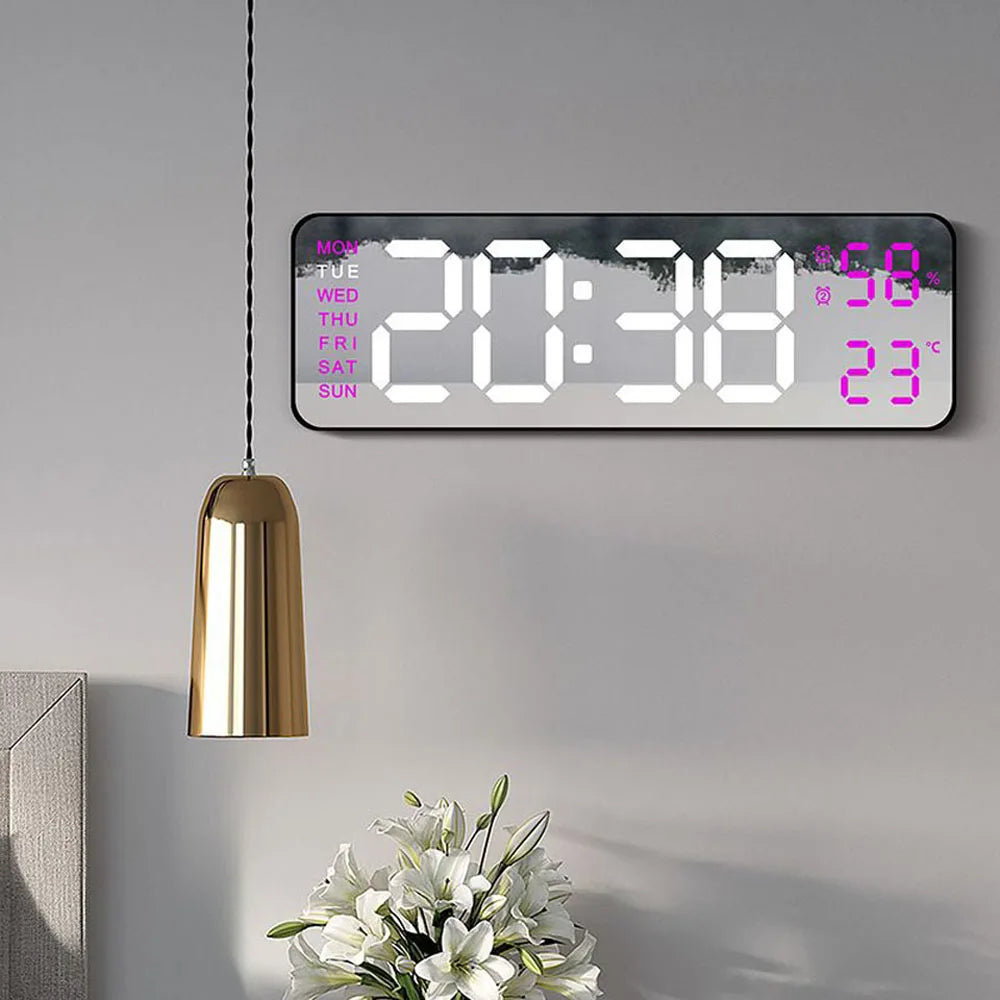 TimeGlow Horloge - Réveil Numérique Mince avec Température et Calendrier