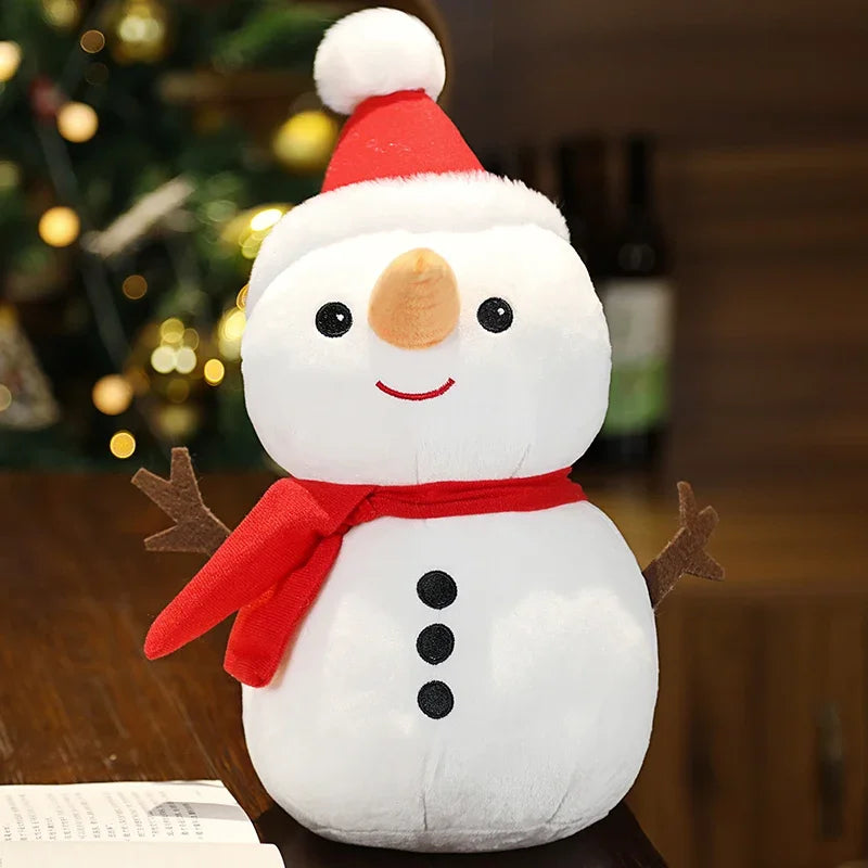 Floroux - Douces figures de Noël en peluche avec le Père Noël, un bonhomme de neige et un renne