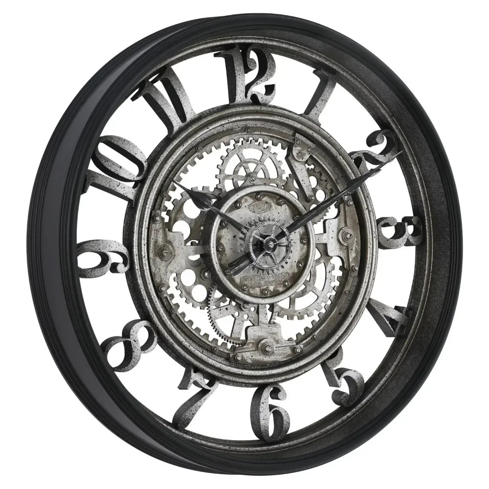 RusticGear – Horloge murale en métal avec chiffres arabes