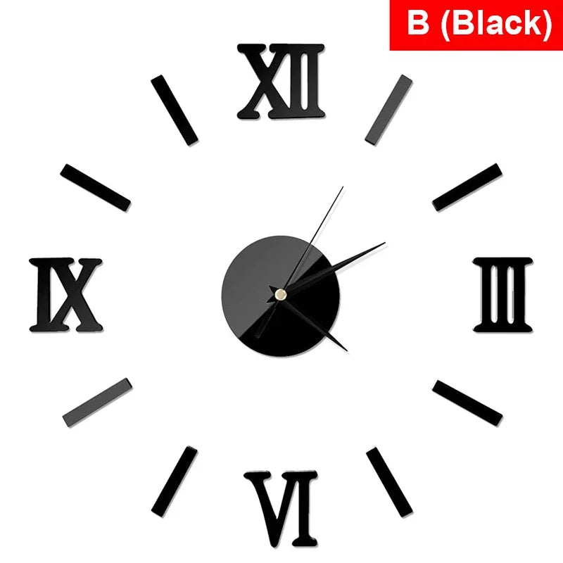 RomanTime Horloge 3D - Décoration Murale DIY Moderne