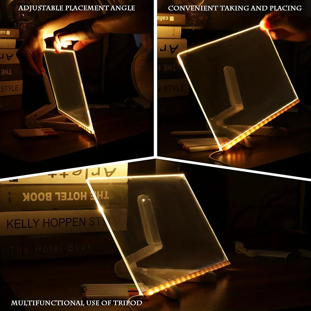 Tableau de message en acrylique LED lumineux - Tableau de dessin effaçable USB pour enfants, parfait pour les cadeaux d'anniversaire et la publicité dans les bars