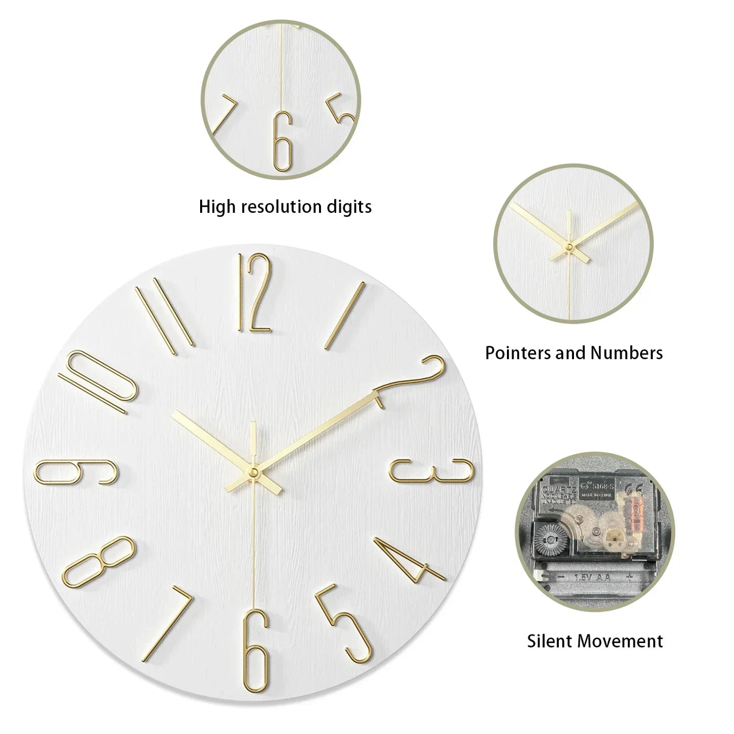 Horloge murale en bois de style scandinave