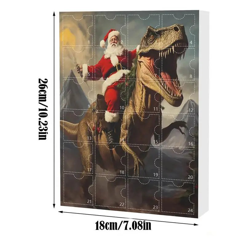 Calendrier de l'Avent Dinosaure - Compte à rebours de Noël de 24 jours, Décor de vacances amusant pour les enfants et les familles
