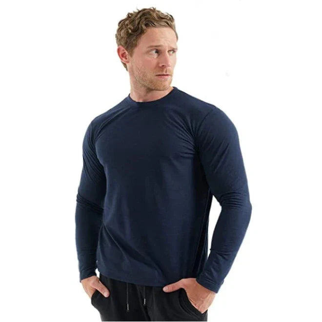 Ensemble de couche de base thermique en laine mérinos pour hommes - Haut à manches longues de poids moyen de 240G & Chaussettes de randonnée gratuites