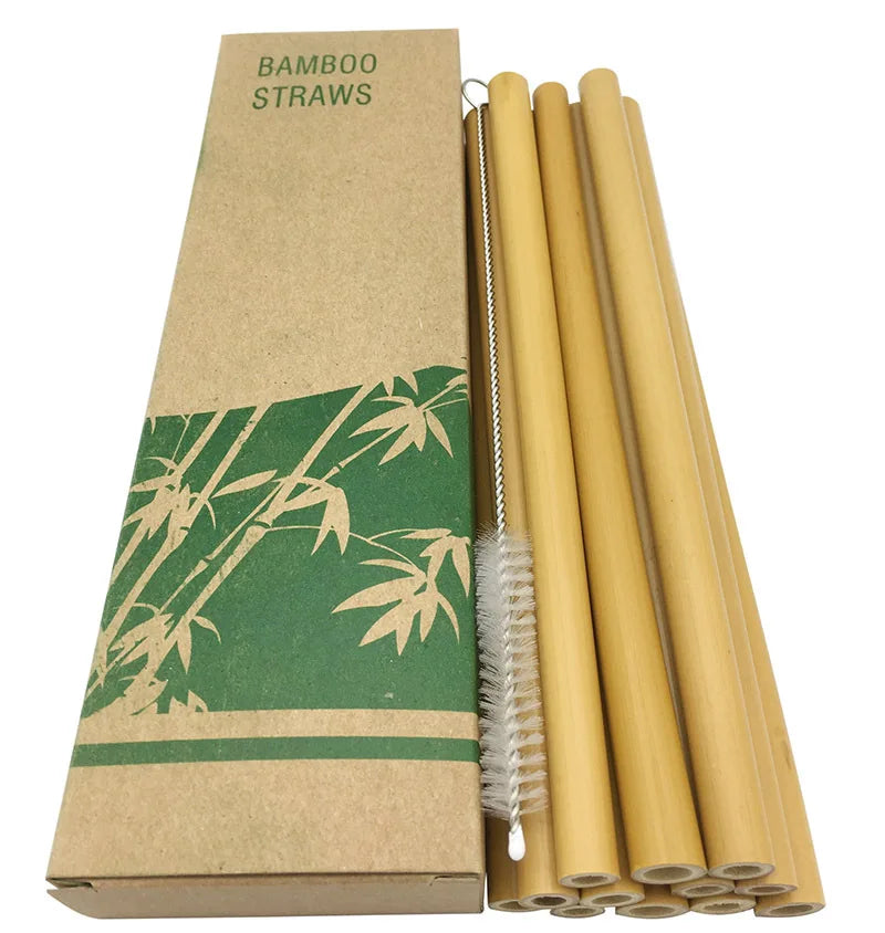 Floroux | Set de pailles en bambou naturel avec brosse de nettoyage éco