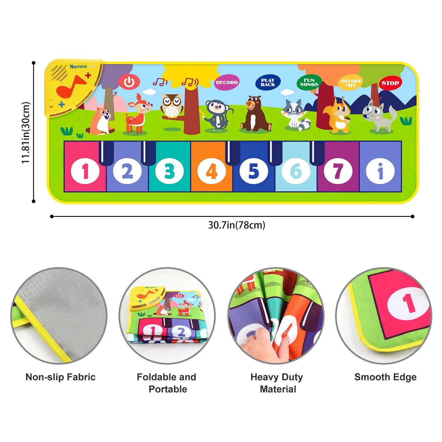 Tapis de danse musical multifonctionnel pour tout-petits - Clavier piano interactif avec sons d'animaux, cadeau éducatif pour enfants, amusement portable !