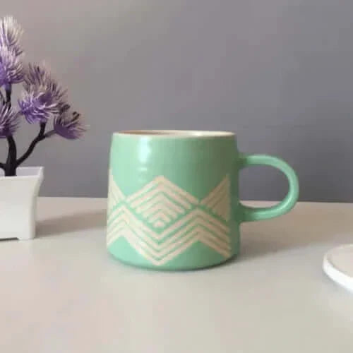 Tasse chic peinte à la main avec couvercle et cuillère optionnels