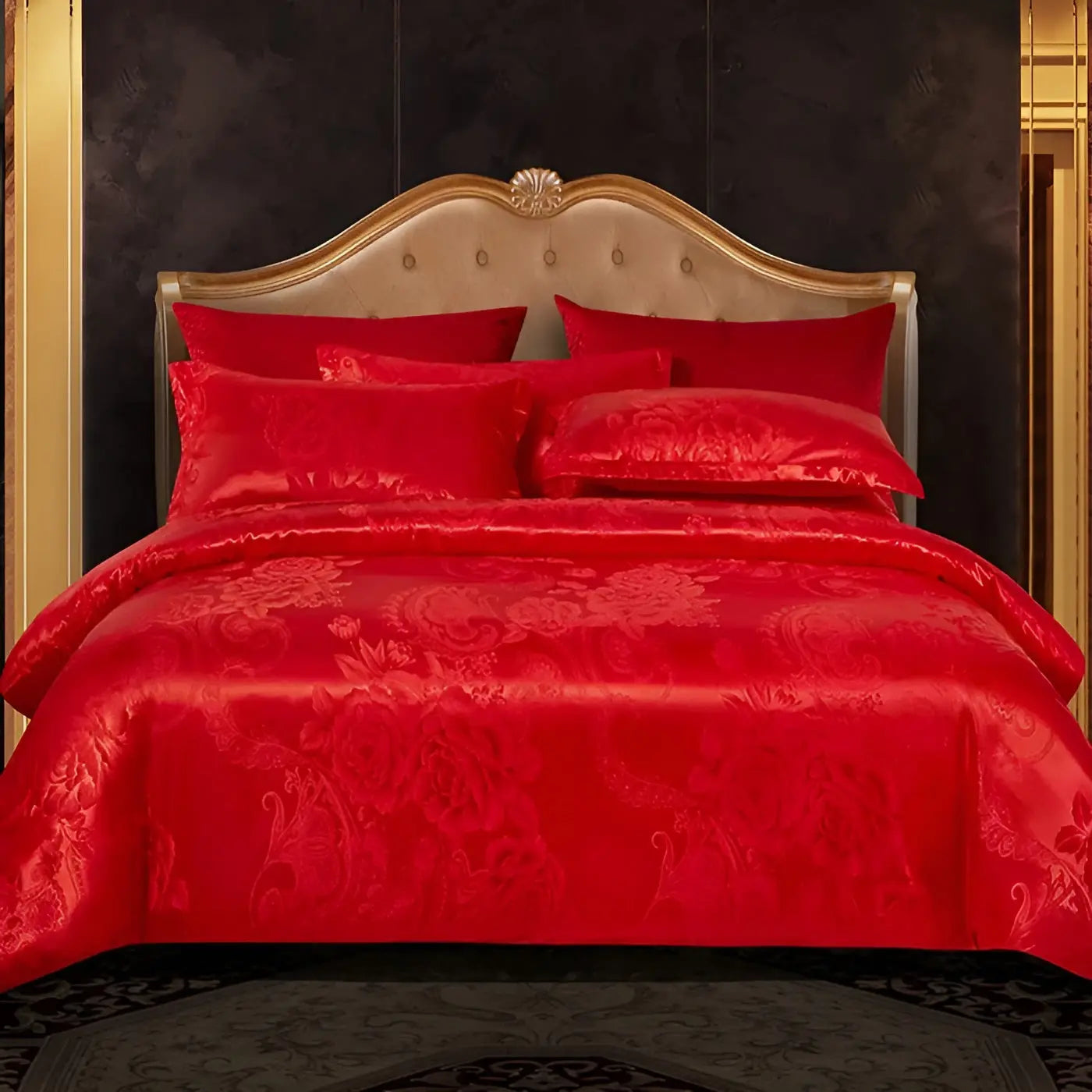 Chic Satin Jacquard Housse de Couette pour Chambre à Coucher Luxe