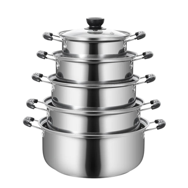 Floroux | set de 5 casseroles en acier inoxydable