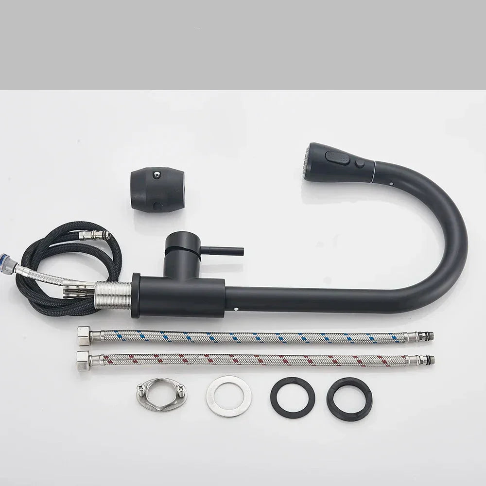 BlackStream Robinet – Robinet de Cuisine Moderne Rétractable Noir