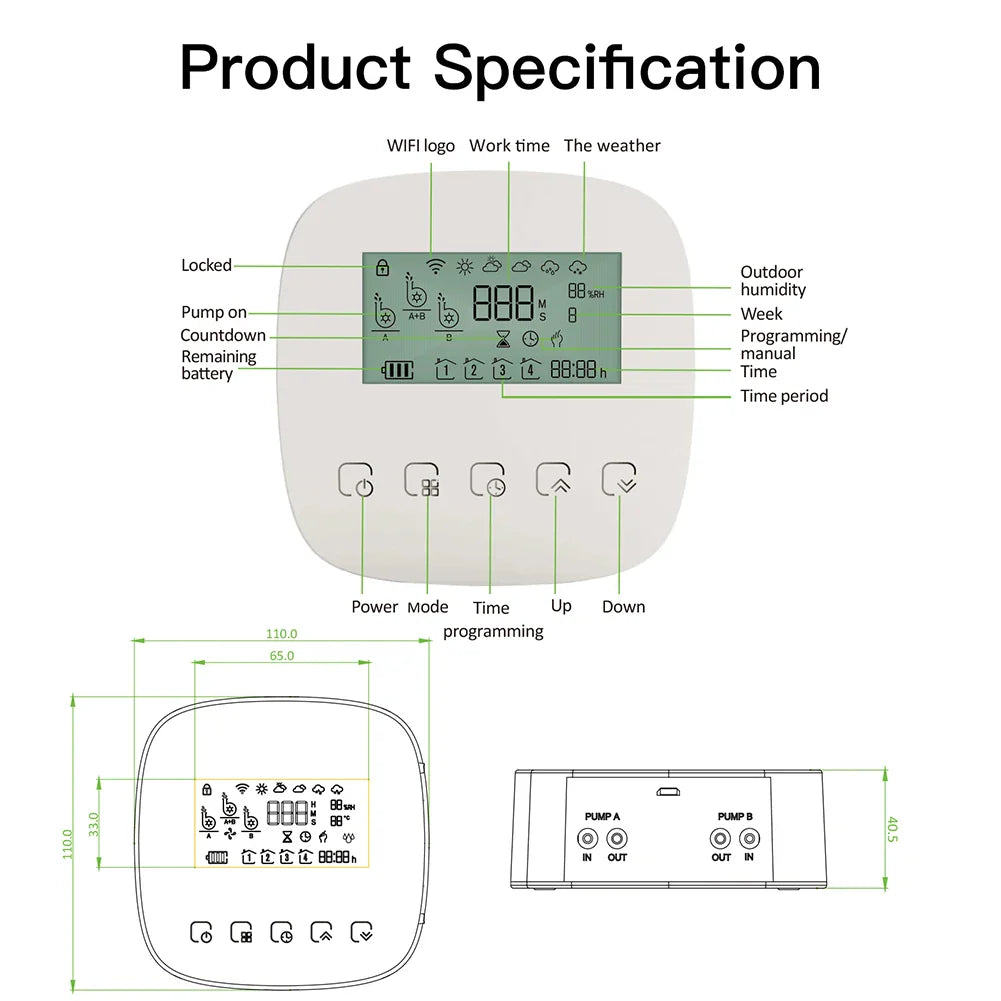 Tuya Smart Water Pump Timer - Contrôle d'arrosage par irrigation micro-goutte WiFi via les applications SmartLife Google Alexa