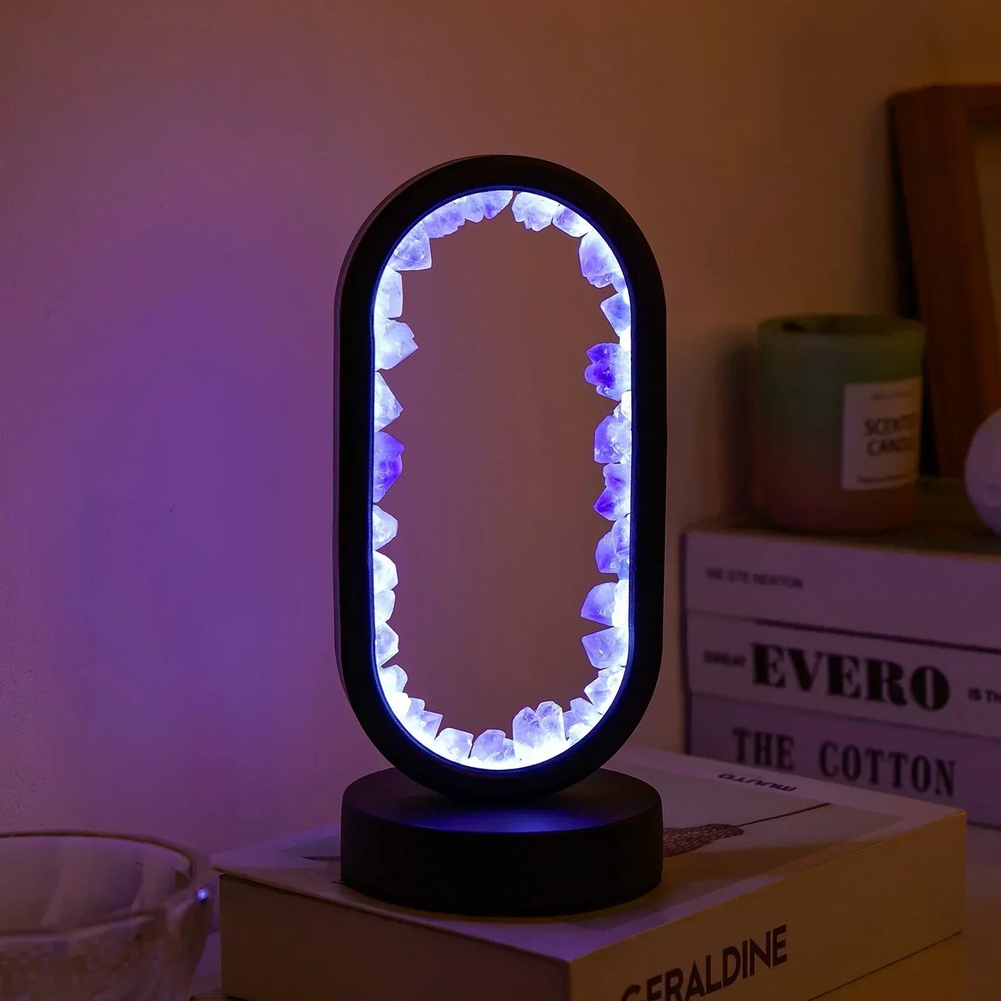AuraViolette – Éclairage en Cristal Naturel pour Ambiance Relaxante