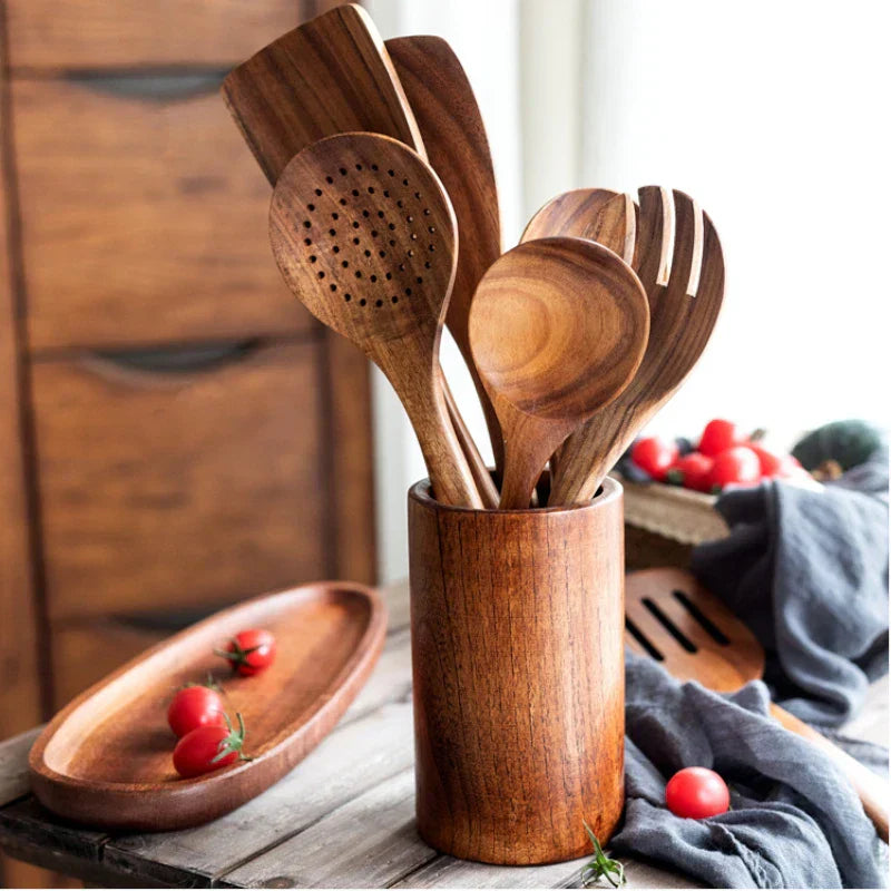 Floroux 8-Piece Acacia Wood Cookware Set | Sustainable Kitchen Accessories | Eco-Friendly and Stylish