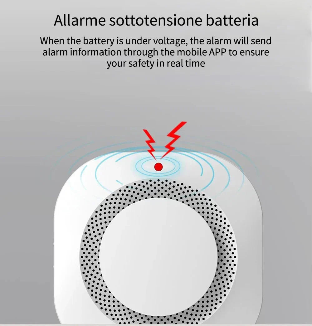 Détecteur de fumée et alarme intelligente Tuya - Alarme 80db contrôlée par WiFi via les applications SmartLife Google Alexa