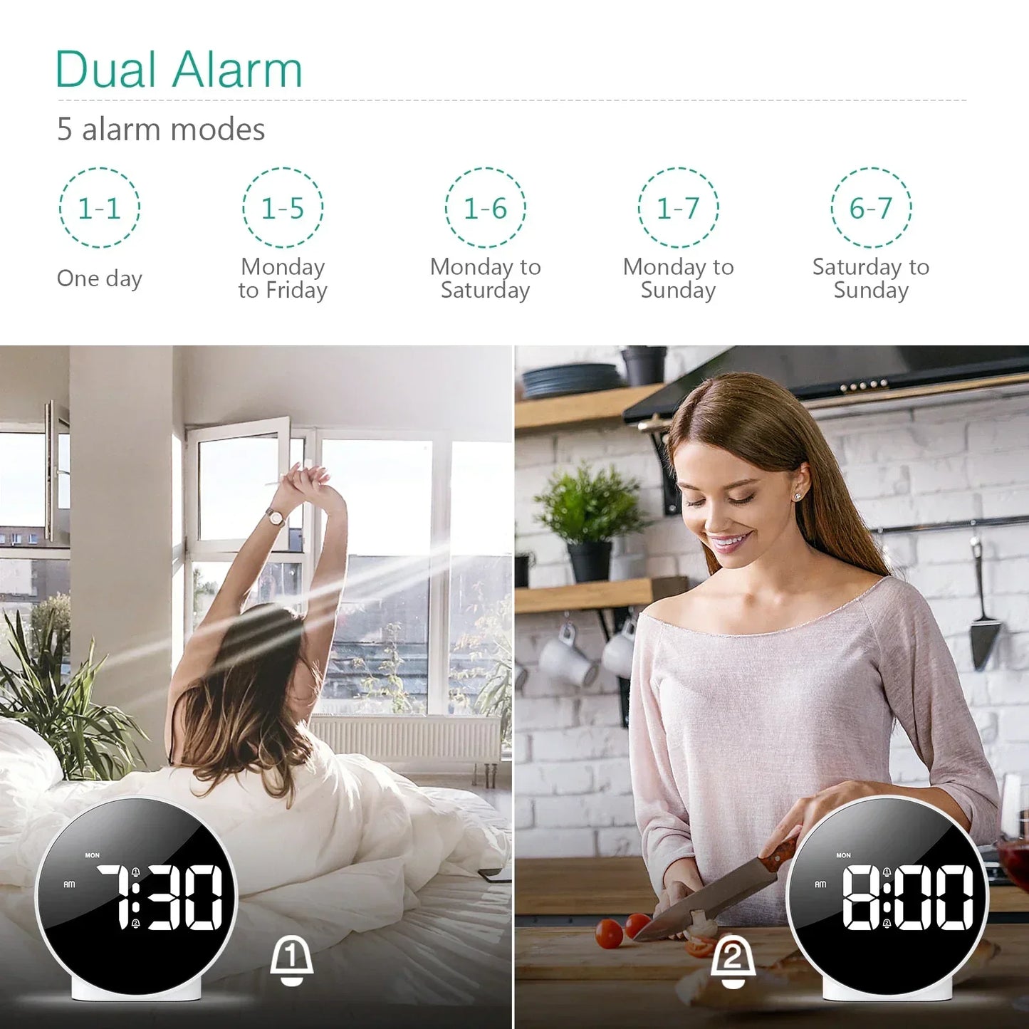 Horloge de table numérique LED Floroux avec connexion USB