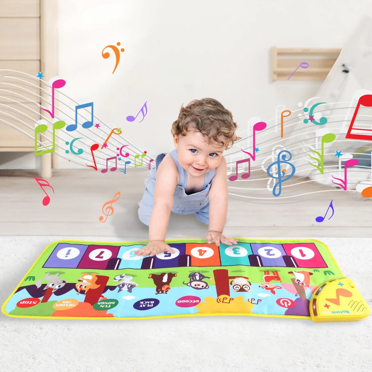 Tapis de danse musical multifonctionnel pour tout-petits - Clavier piano interactif avec sons d'animaux, cadeau éducatif pour enfants, amusement portable !