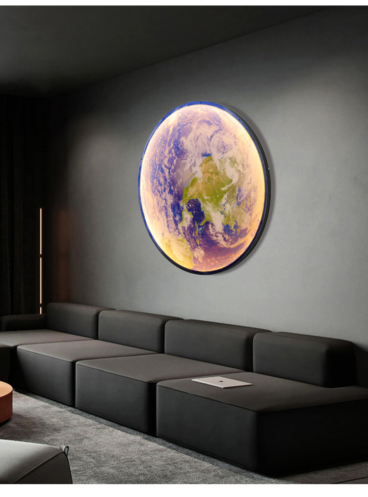 Floroux Lampe 3D LED Lune & Terre | Plafonnier & Applique murale | Éclairage atmosphérique | Design moderne | Décoration pour la maison