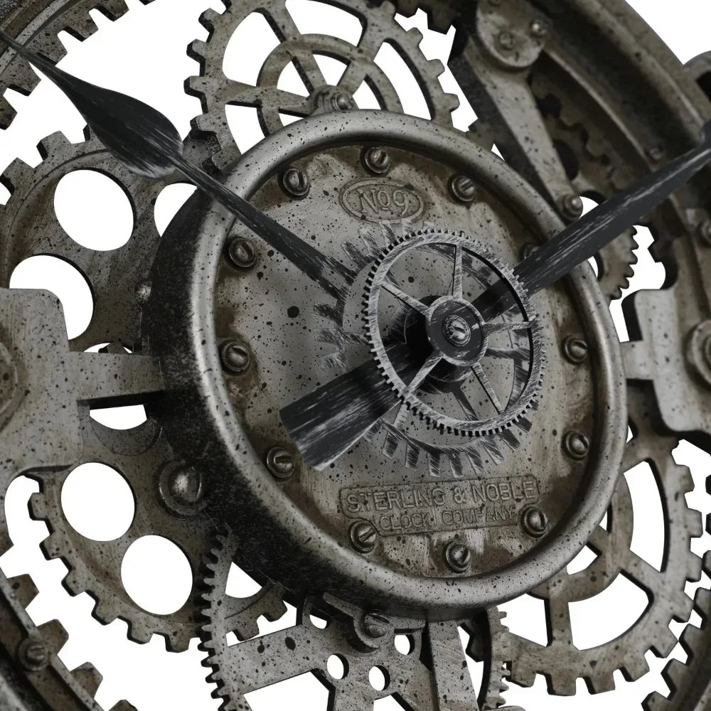 RusticGear – Horloge murale en métal avec chiffres arabes