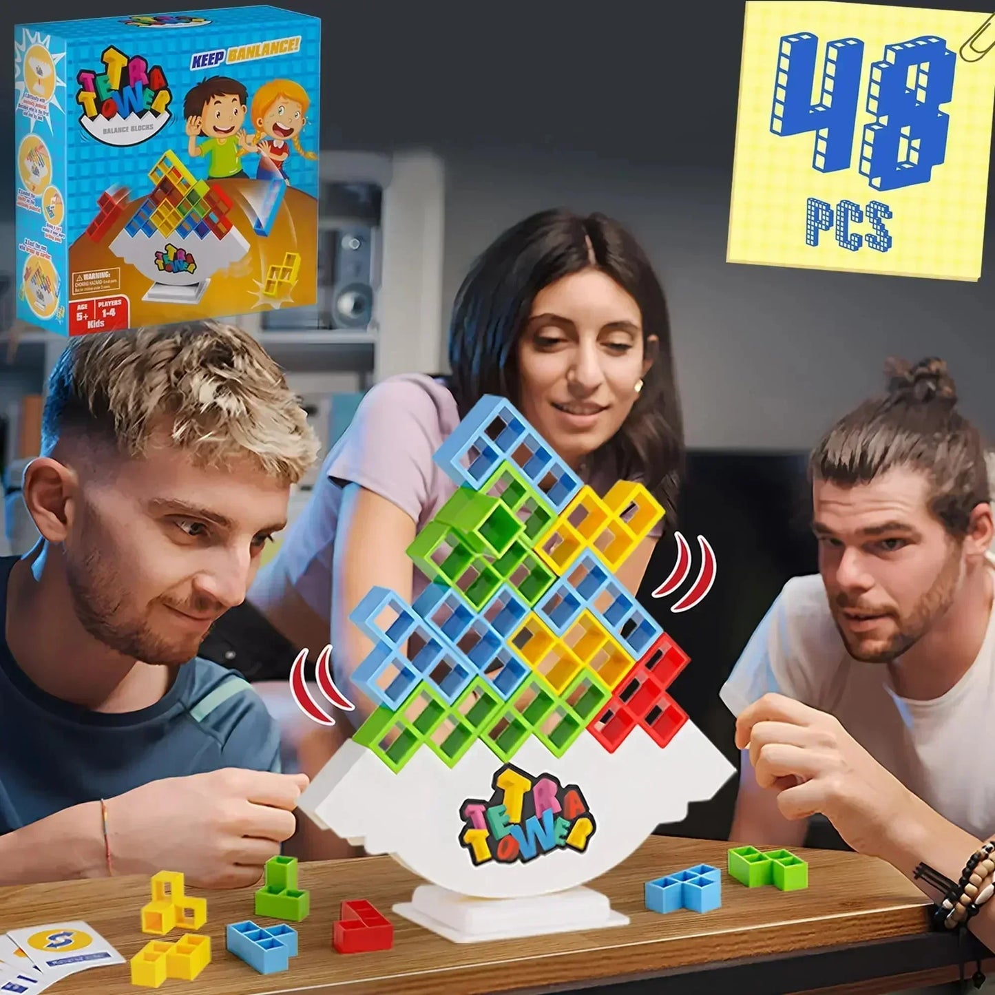 Jeu d'empilement Colorful Balance - Puzzle Tetra Tower amusant pour enfants et adultes, parfait pour une soirée jeux en famille et des cadeaux