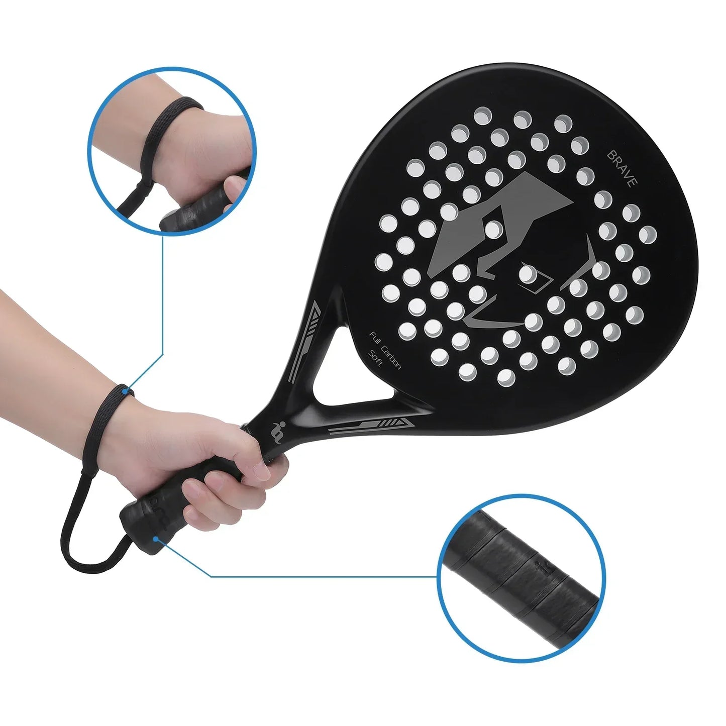PowerGrip Pro – Raquette en fibre de carbone légère