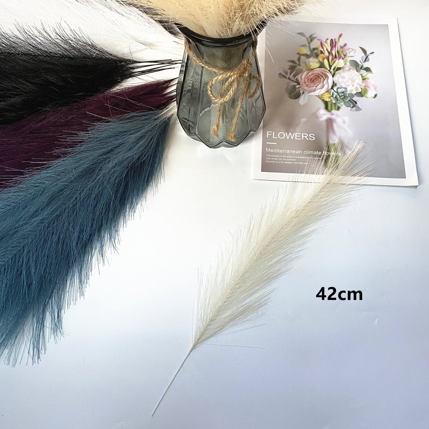 20Pcs Bohémien Fluffy Herbe de Pampas Artificielle Colorée