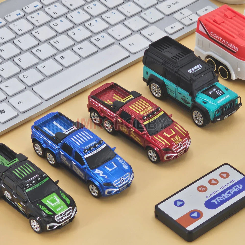 Voiture RC en alliage avec remorque - Véhicule miniature télécommandé 2,4 GHz pour enfants et adultes