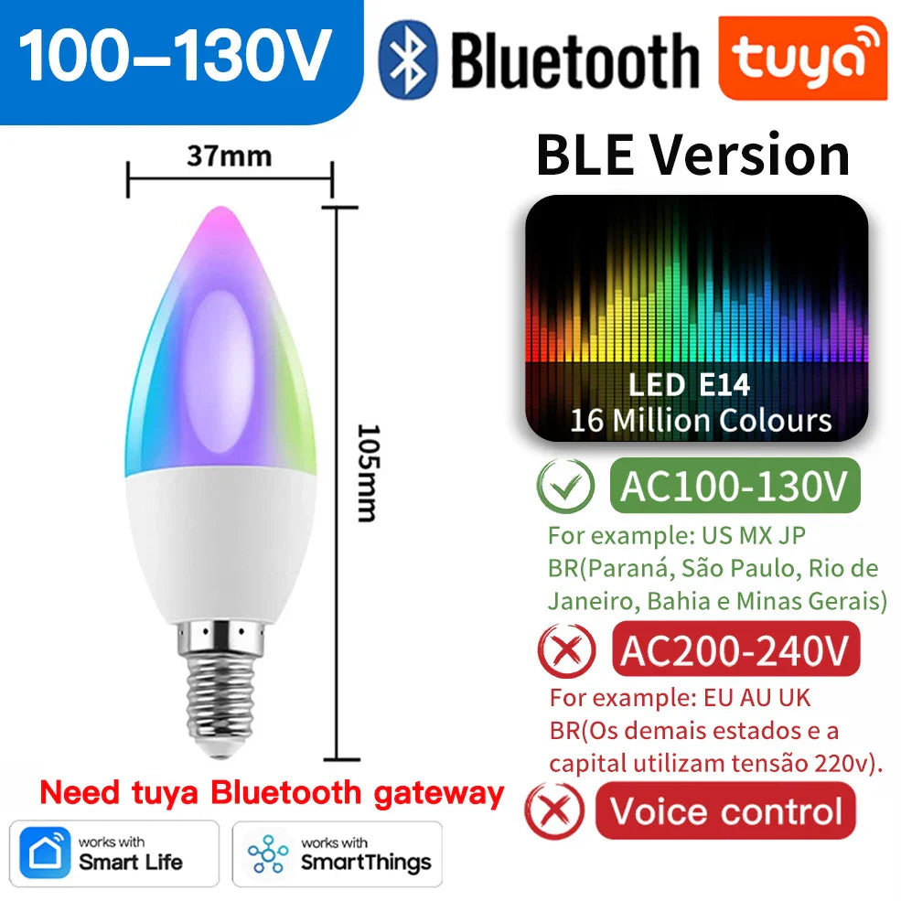 Ampoule LED intelligente Tuya Zigbee E14 - Contrôle WiFi Bluetooth via SmartLife Google Alexa Apps