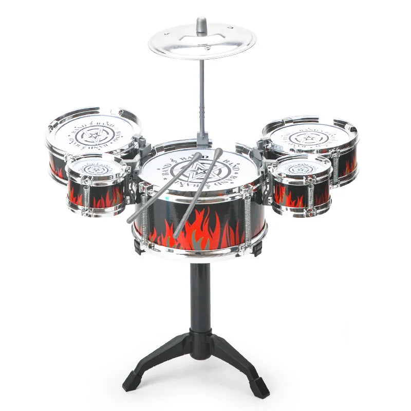 Kit de batterie jazz pour enfants - Jouet de percussion facile à utiliser pour les jeunes musiciens avec 5 tambours et cymbales