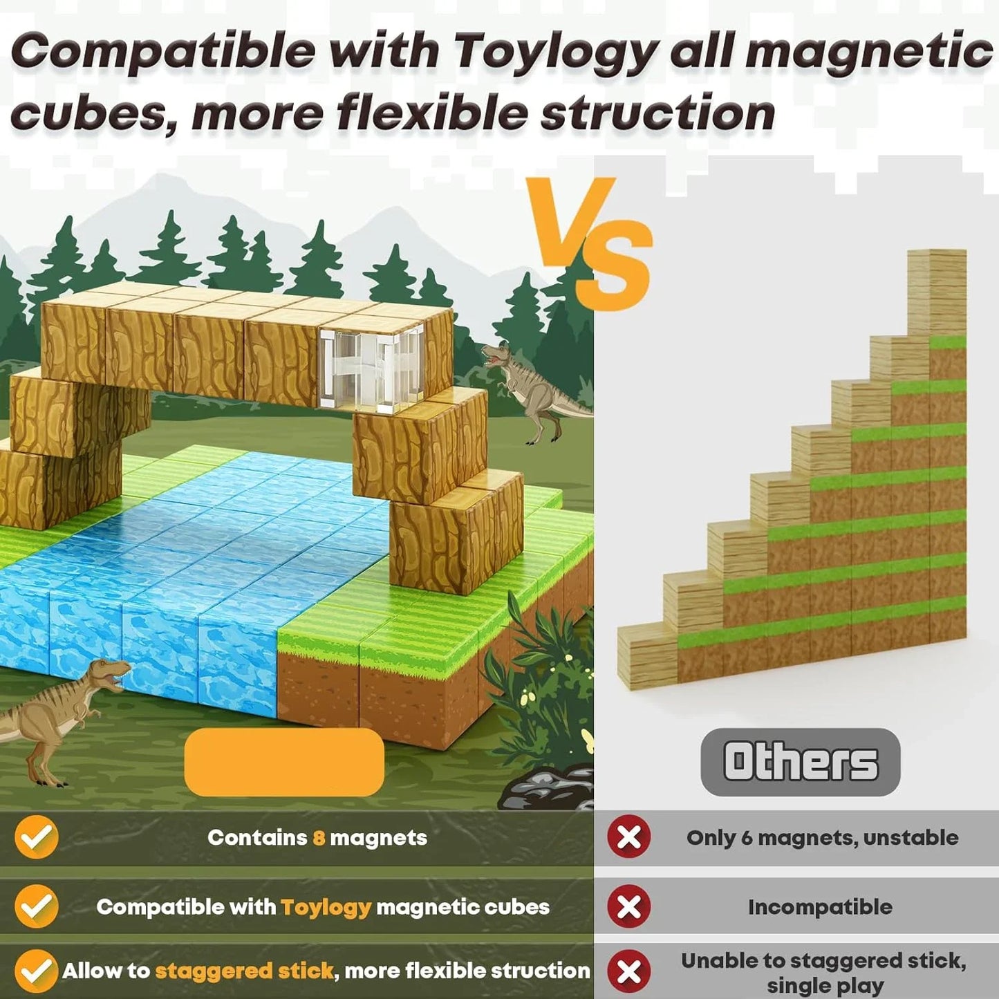 Ensemble de blocs de construction magnétiques pour enfants - Cubes sensoriels STEM Montessori pour tout-petits, cadeau éducatif pour garçons et filles